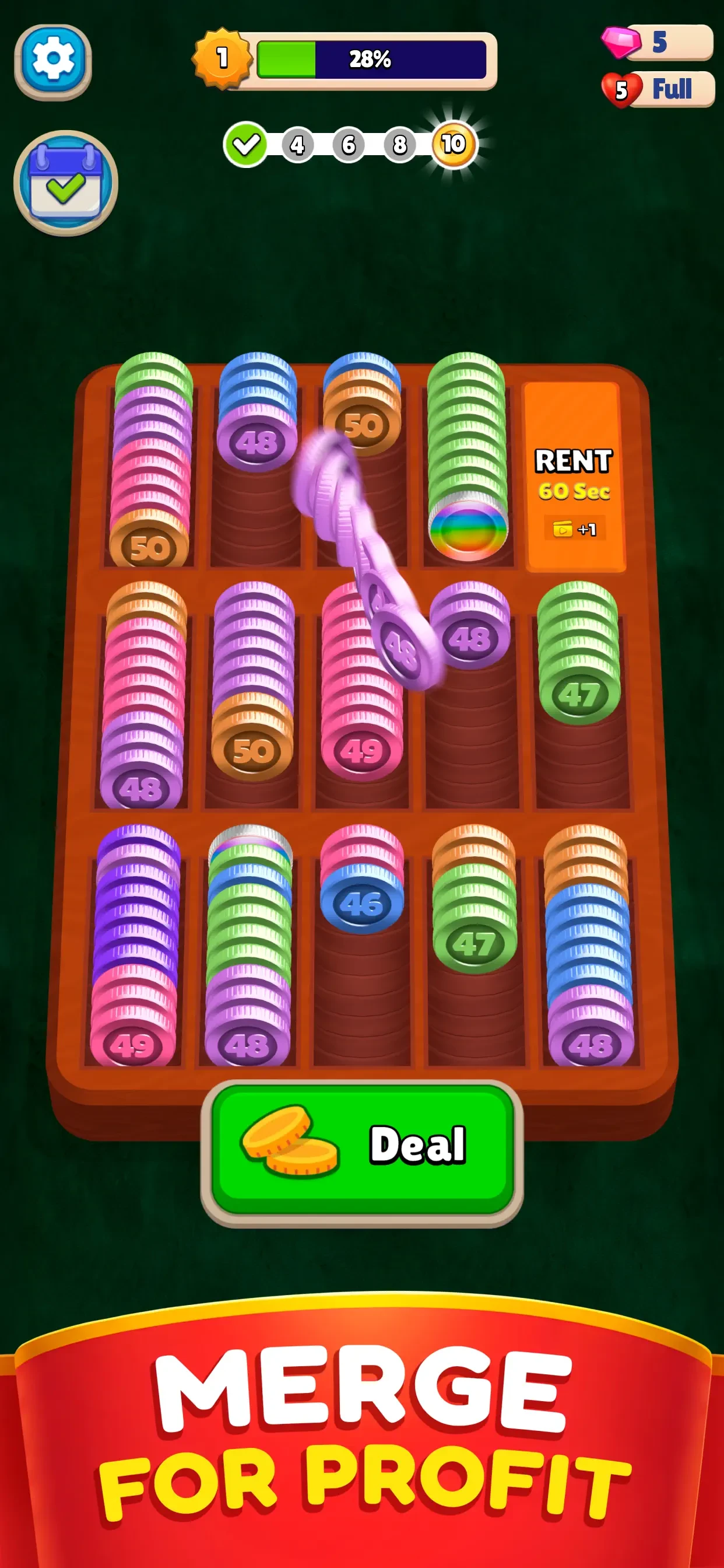 Pocket Sort: Coin Merge Puzzle app store screenshot 1 — Games (iOS)