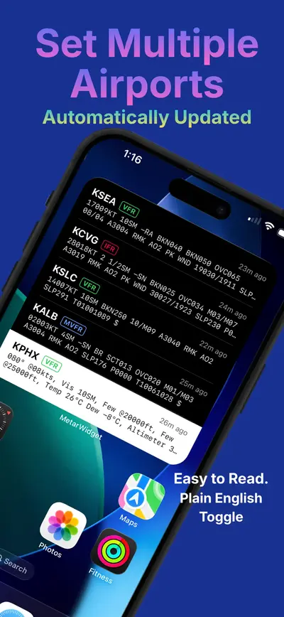 Modern METAR Widget app store screenshot 1 — Weather (iOS)
