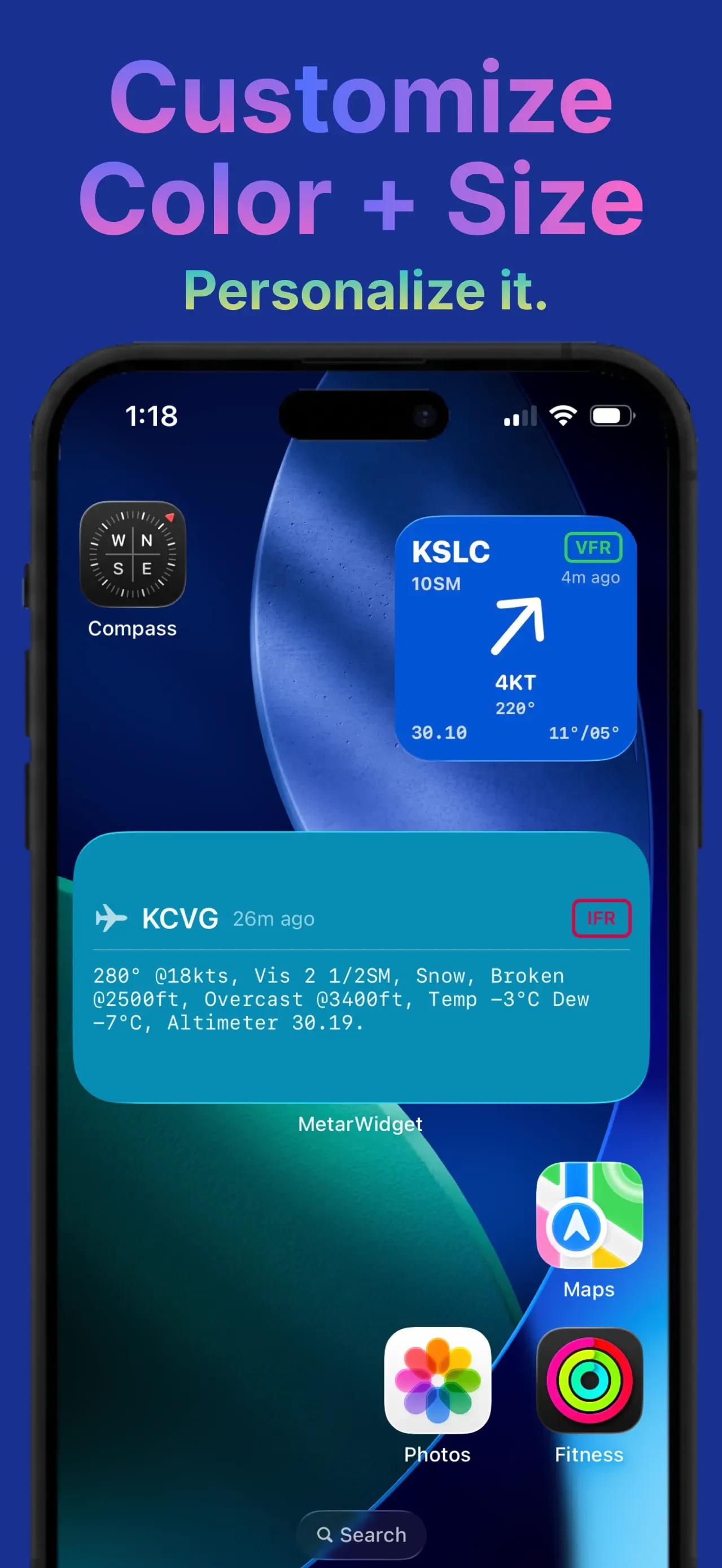 Modern METAR Widget app store screenshot 3 — Weather (iOS)
