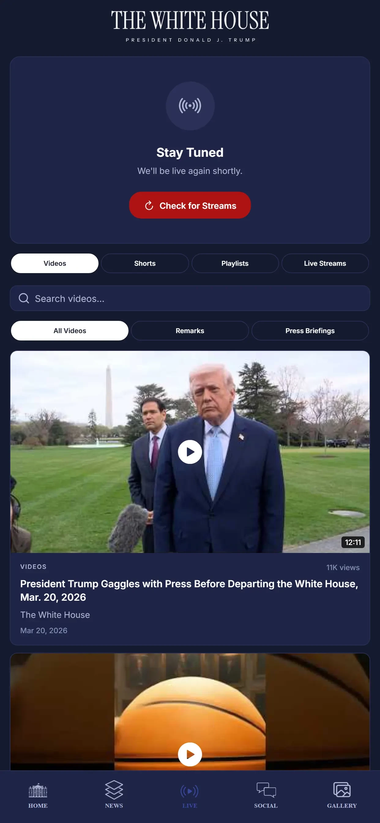 The White House app store screenshot 3 — Unknown (iOS)