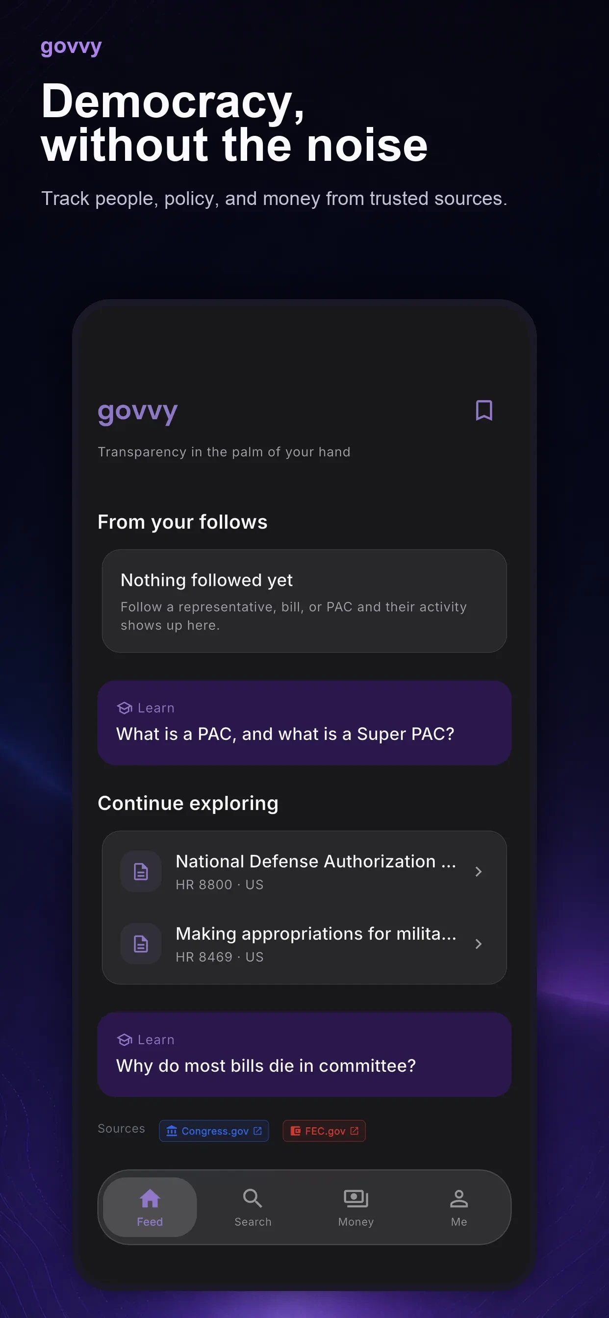 Govvy: US Politicians app store screenshot 3 — Unknown (iOS)