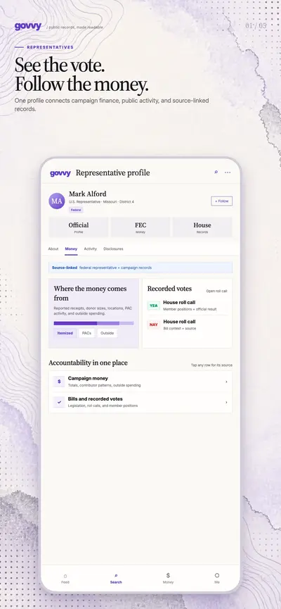 Govvy: US Politicians app store screenshot 1 — Education (iOS)