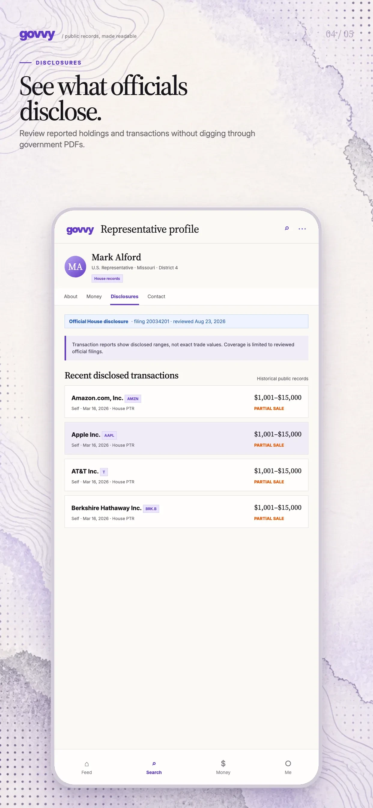 Govvy: US Politicians app store screenshot 4 — Education (iOS)