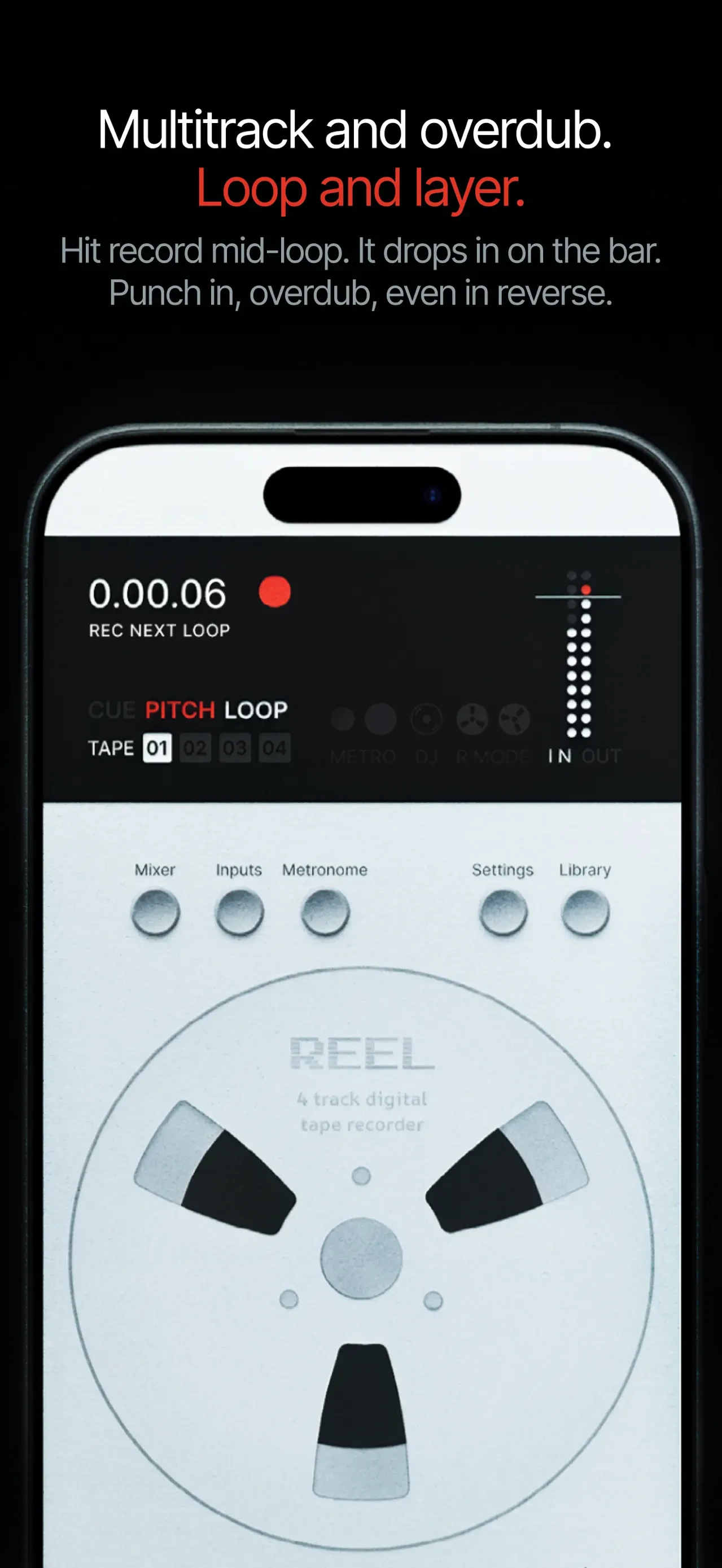 Reel: 4-Track Recorder app store screenshot 4 — Music (iOS)