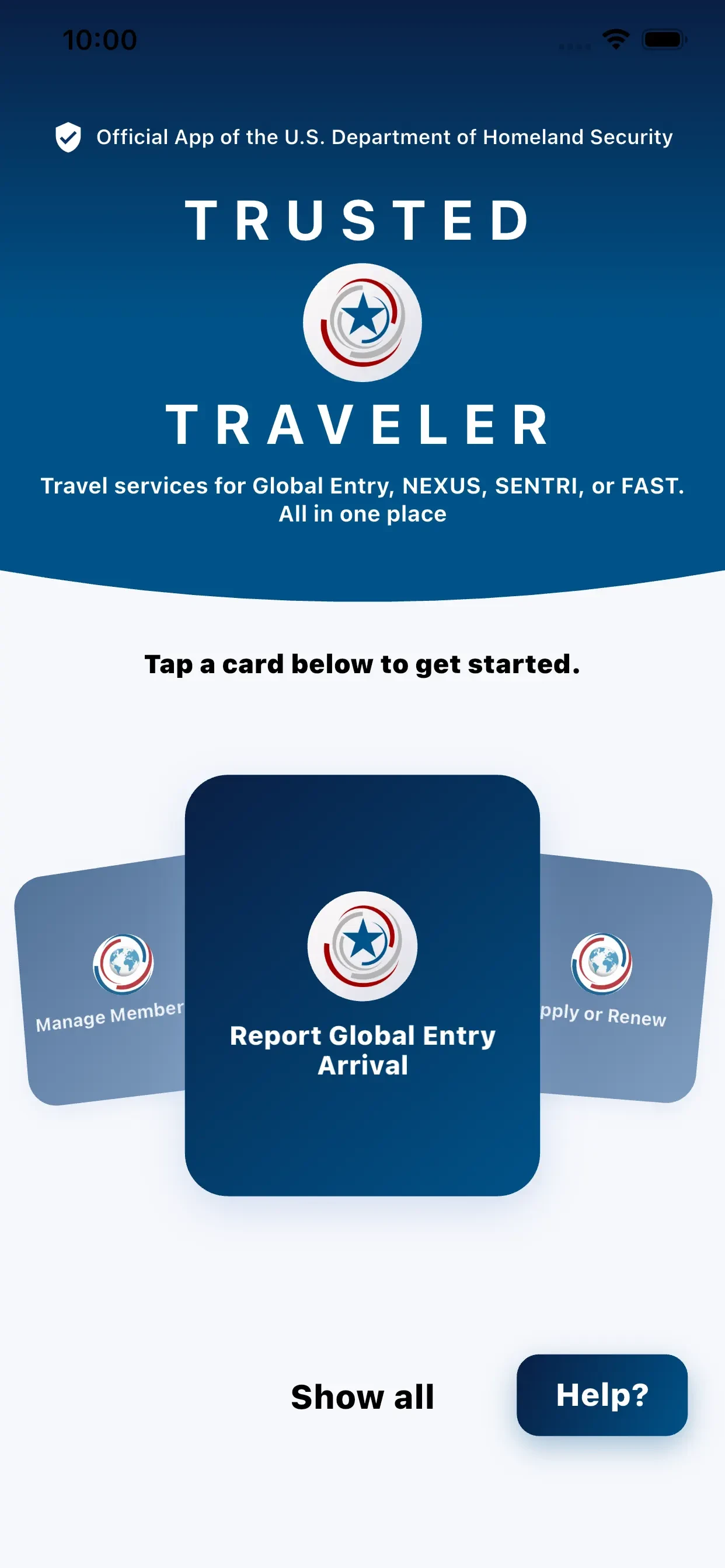 DHS Trusted Traveler app store screenshot 1 — Unknown (iOS)