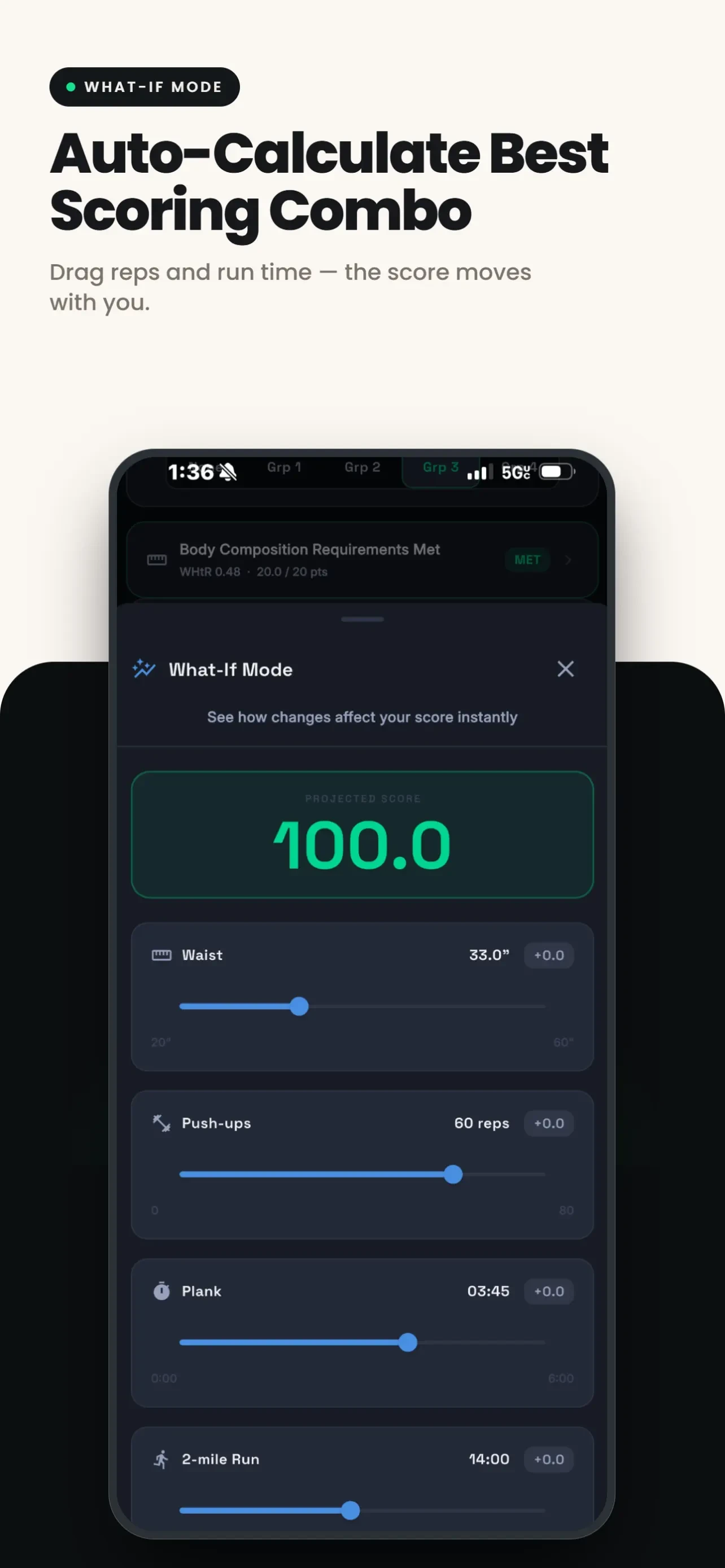 PFA Calculator 2026: Air Force app store screenshot 4 — Health & Fitness (iOS)