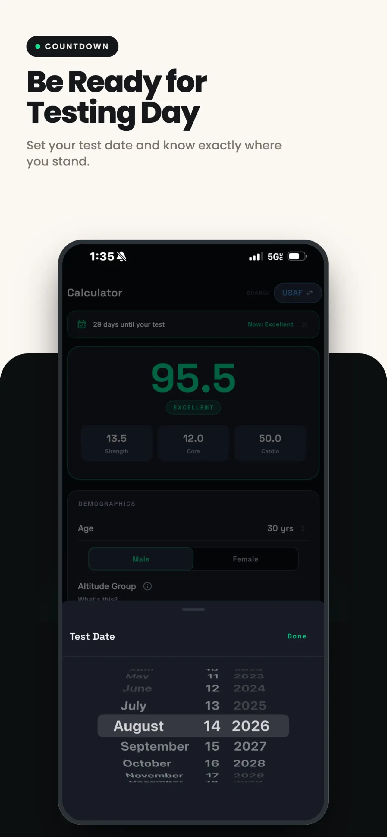 PFA Calculator 2026: Air Force app store screenshot 6 — Health & Fitness (iOS)