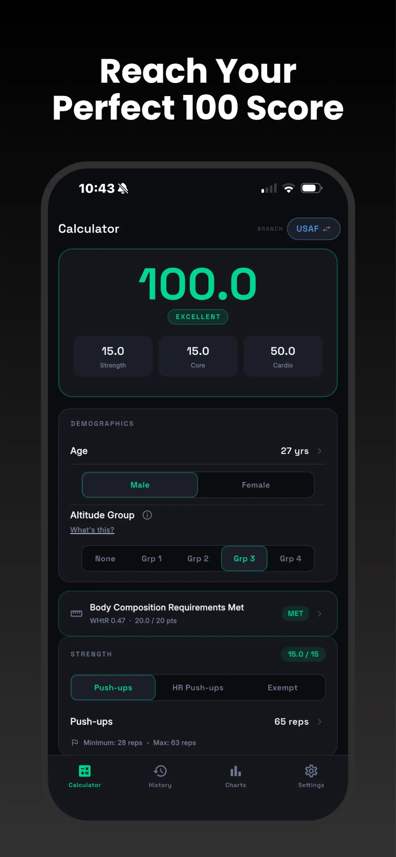 PFA HPA Calculator - Air Force app store screenshot 5 — Health & Fitness (iOS)