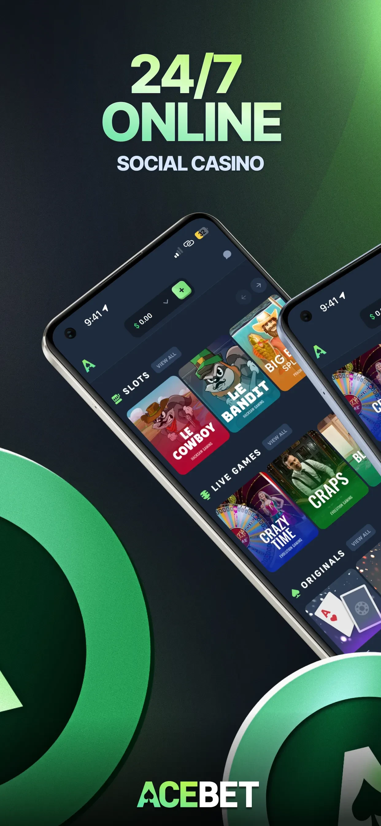 Acebet Social Casino & Slots app store screenshot 1 — Games (iOS)