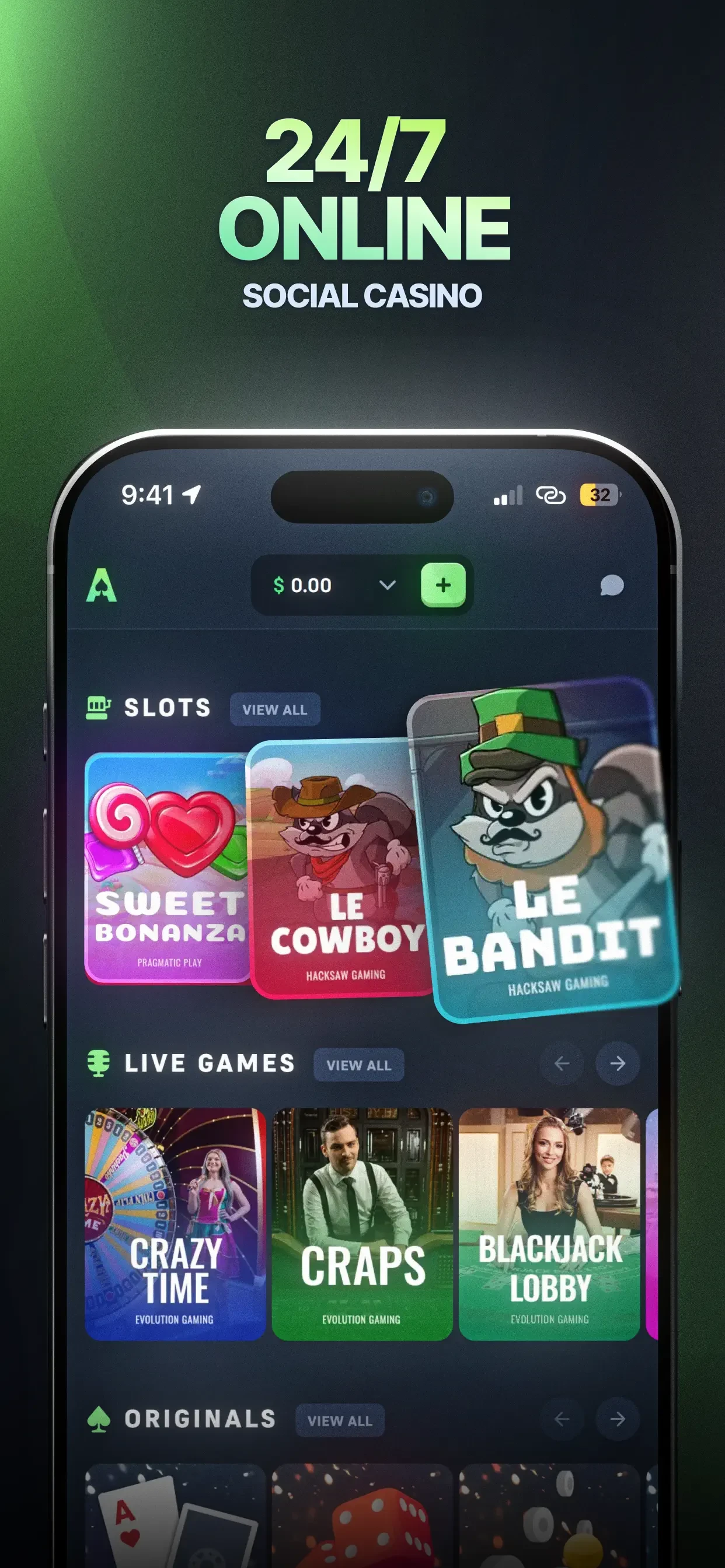 Acebet Social Casino & Slots app store screenshot 1 — Games (iOS)