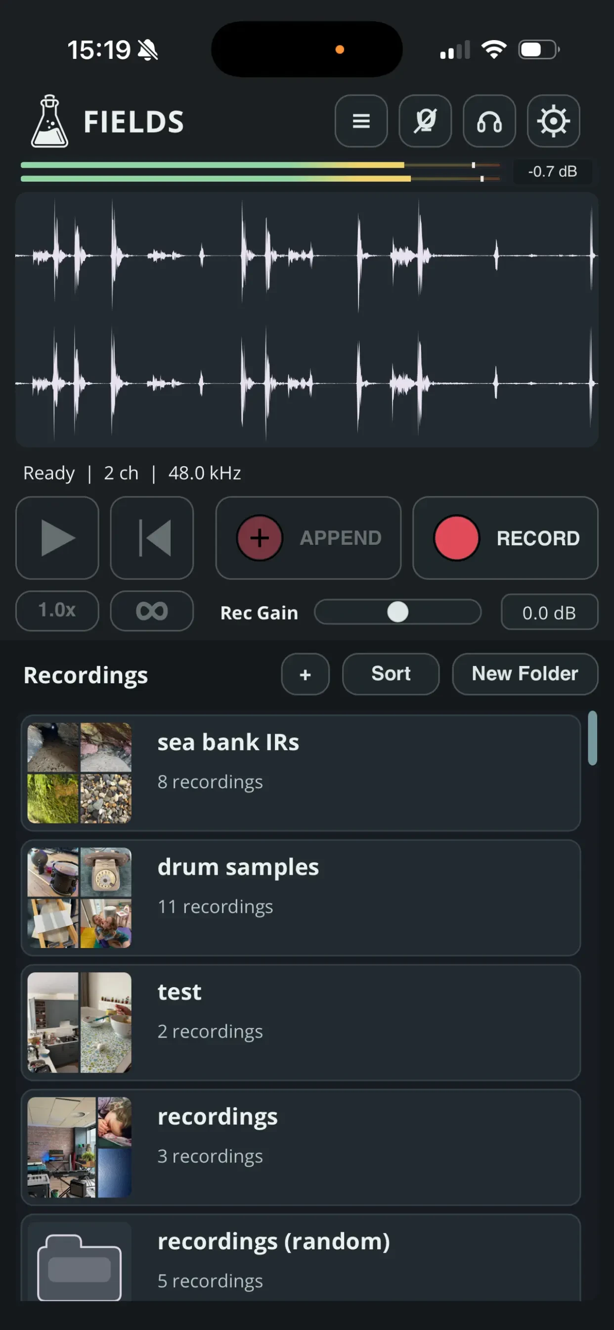 Fields - Audio Recorder app store screenshot 1 — Unknown (iOS)