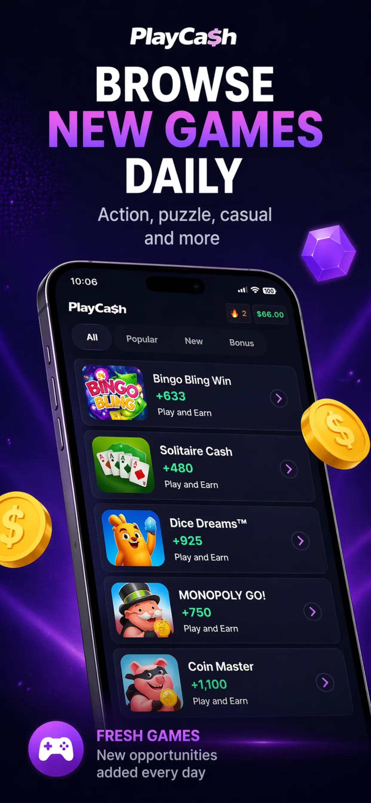 PlayCash Rewards app store screenshot 2 — Games (iOS)