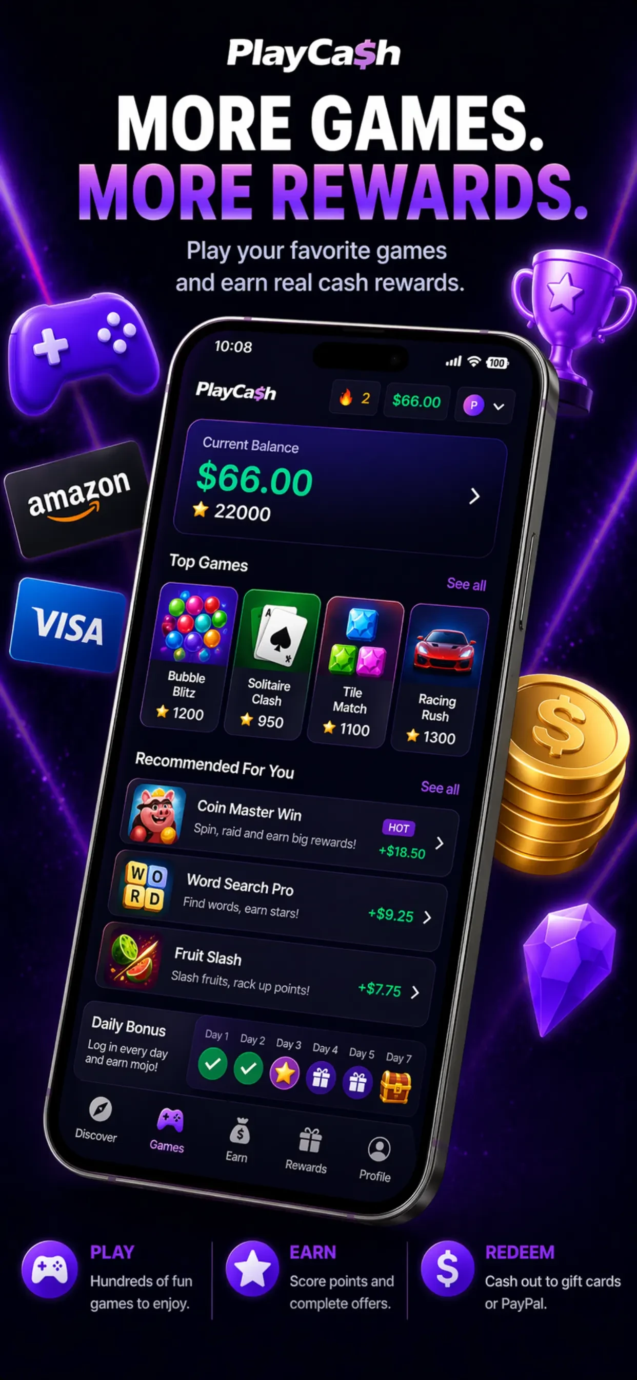 PlayCash Rewards app store screenshot 6 — Games (iOS)