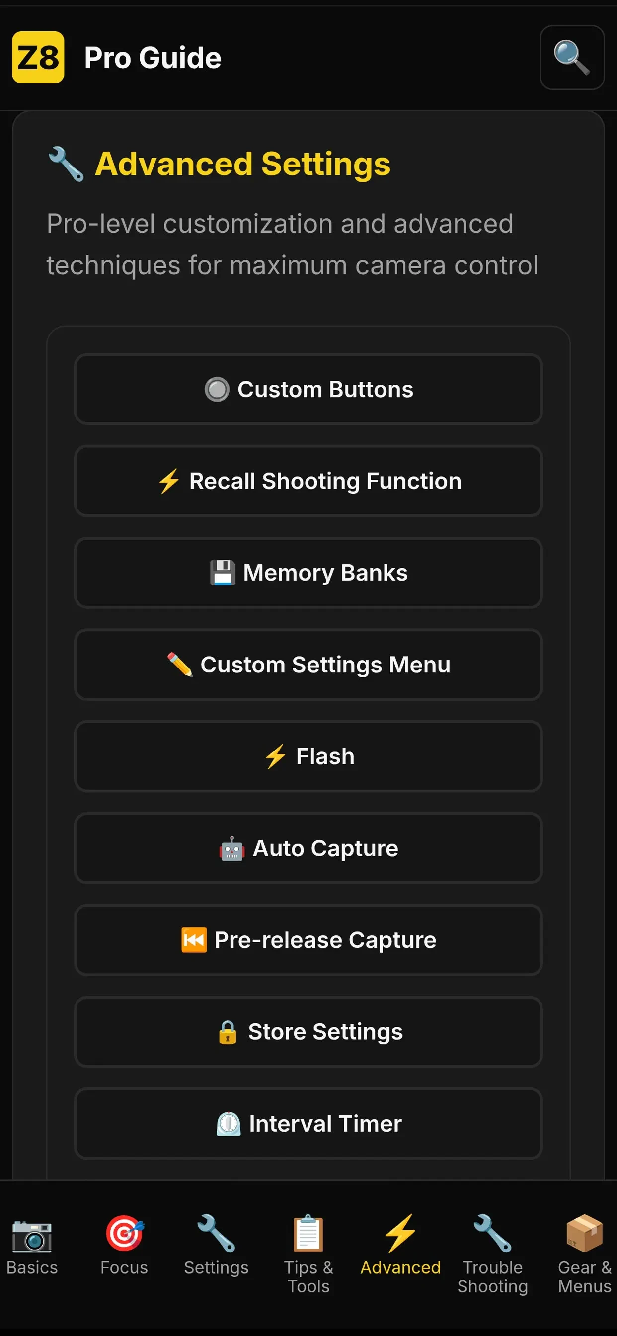 Unofficial Z8 Pro Guide app store screenshot 4 — Photo & Video (iOS)