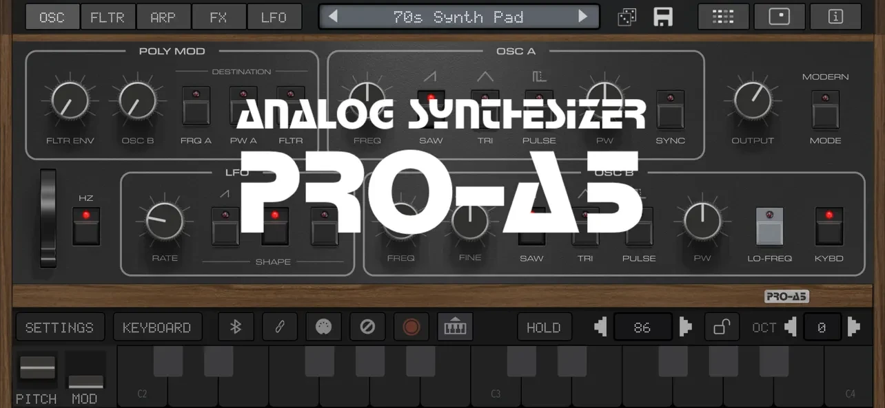 Pro-A5 Synth + AUv3 app store screenshot 1 — Music (iOS)