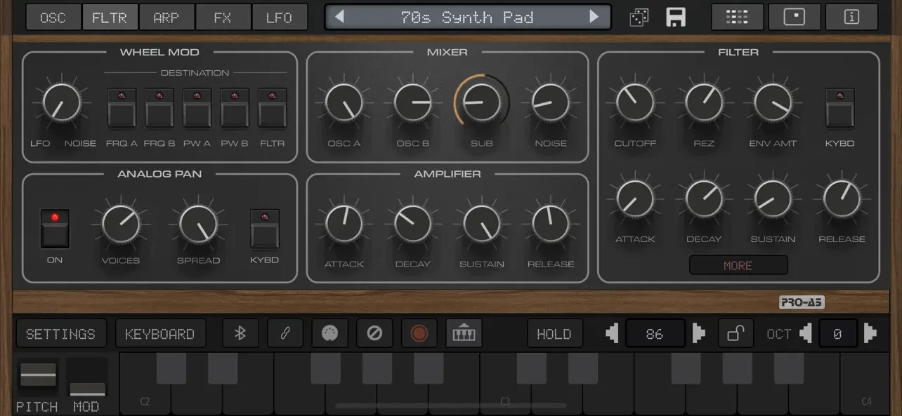 Pro-A5 Synth + AUv3 app store screenshot 2 — Music (iOS)