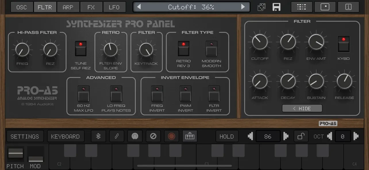 Pro-A5 Synth + AUv3 app store screenshot 4 — Music (iOS)
