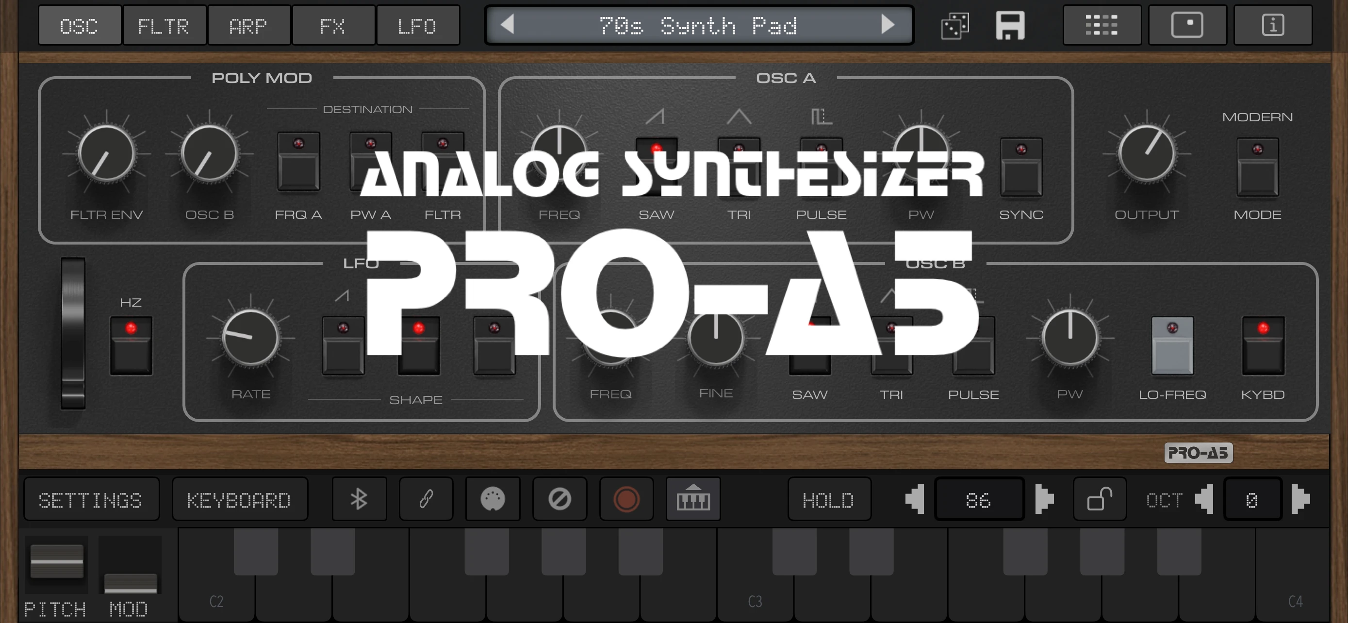 Pro-A5 Synth + AUv3 app store screenshot 1 — Music (iOS)