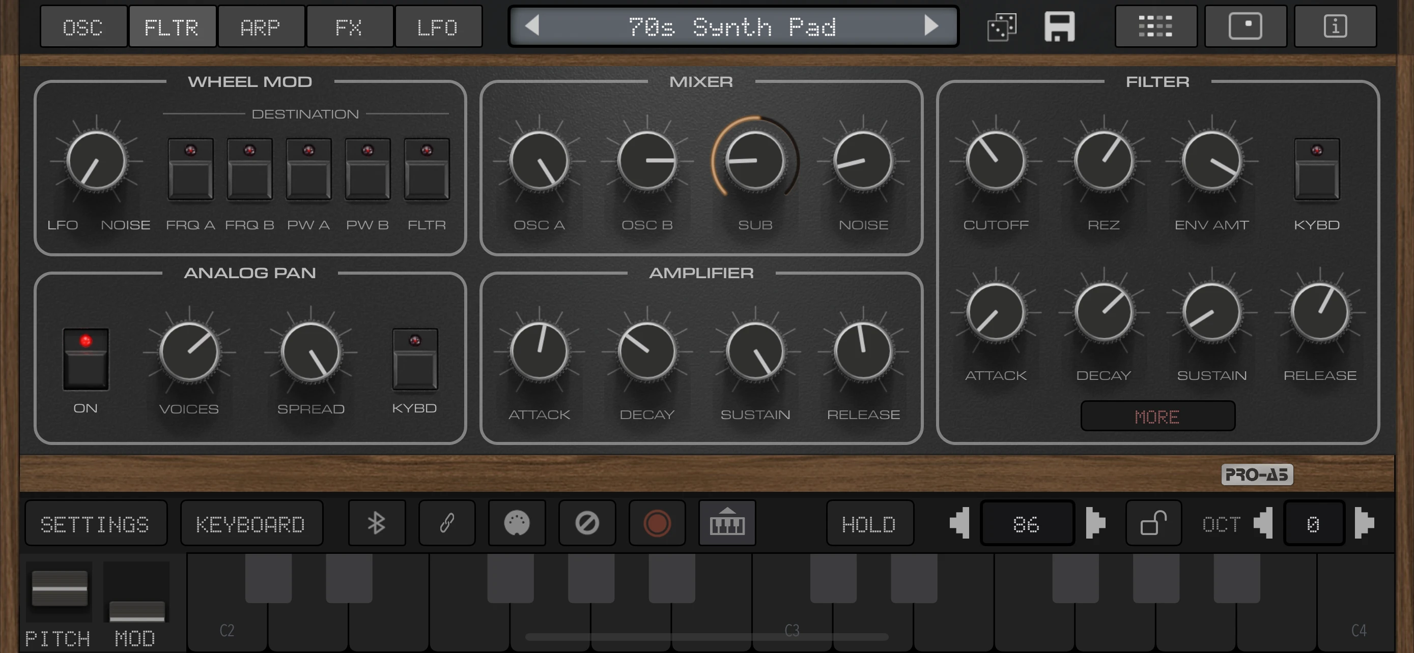 Pro-A5 Synth + AUv3 app store screenshot 2 — Music (iOS)