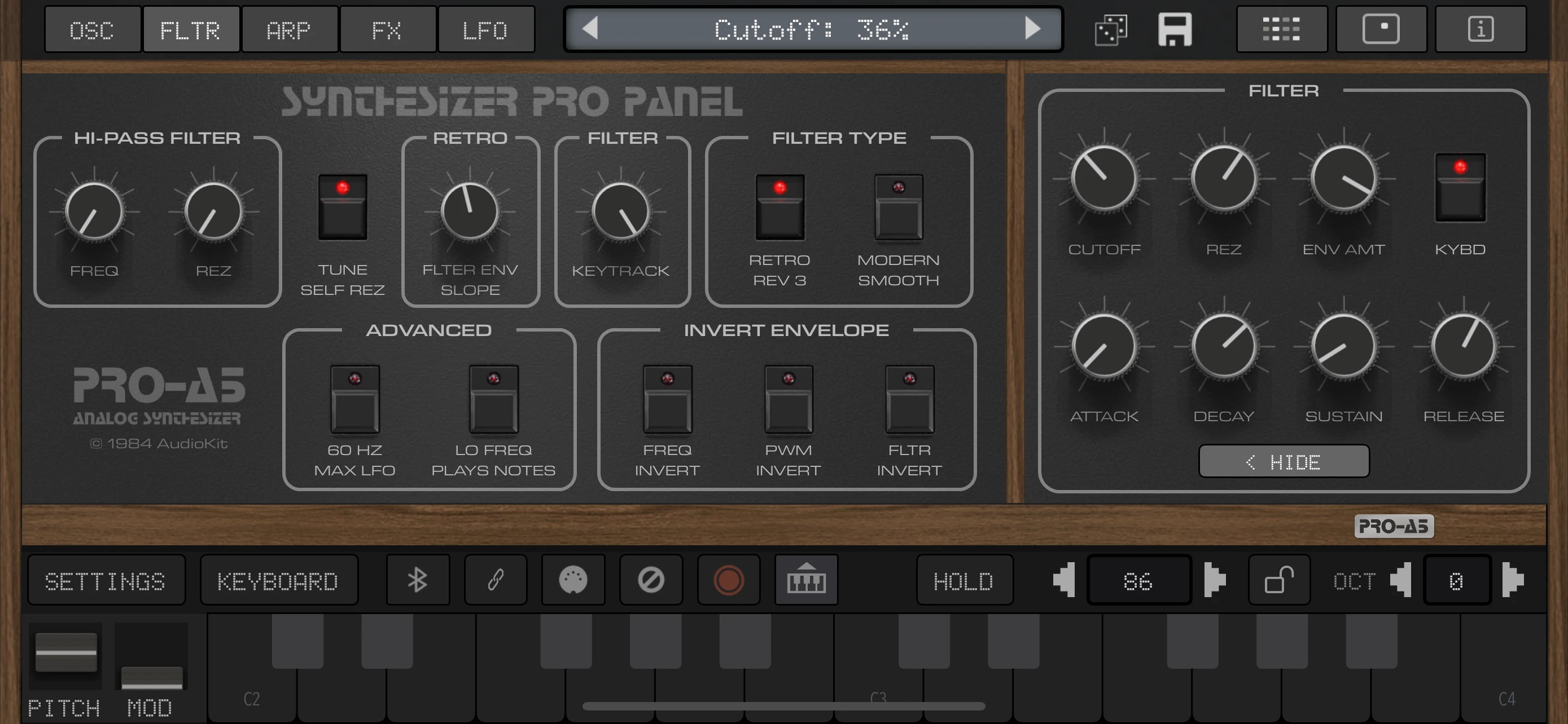 Pro-A5 Synth + AUv3 app store screenshot 5 — Music (iOS)