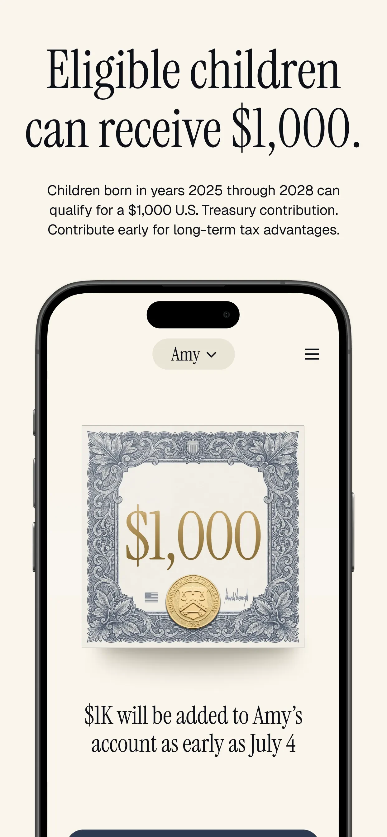 Trump Accounts: Official App app store screenshot 1 — Finance (iOS)