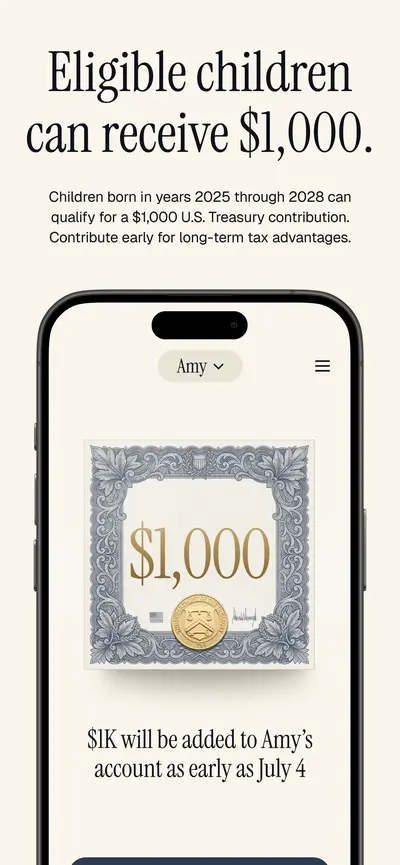 Trump Accounts: Official App app store screenshot 1 — Finance (iOS)
