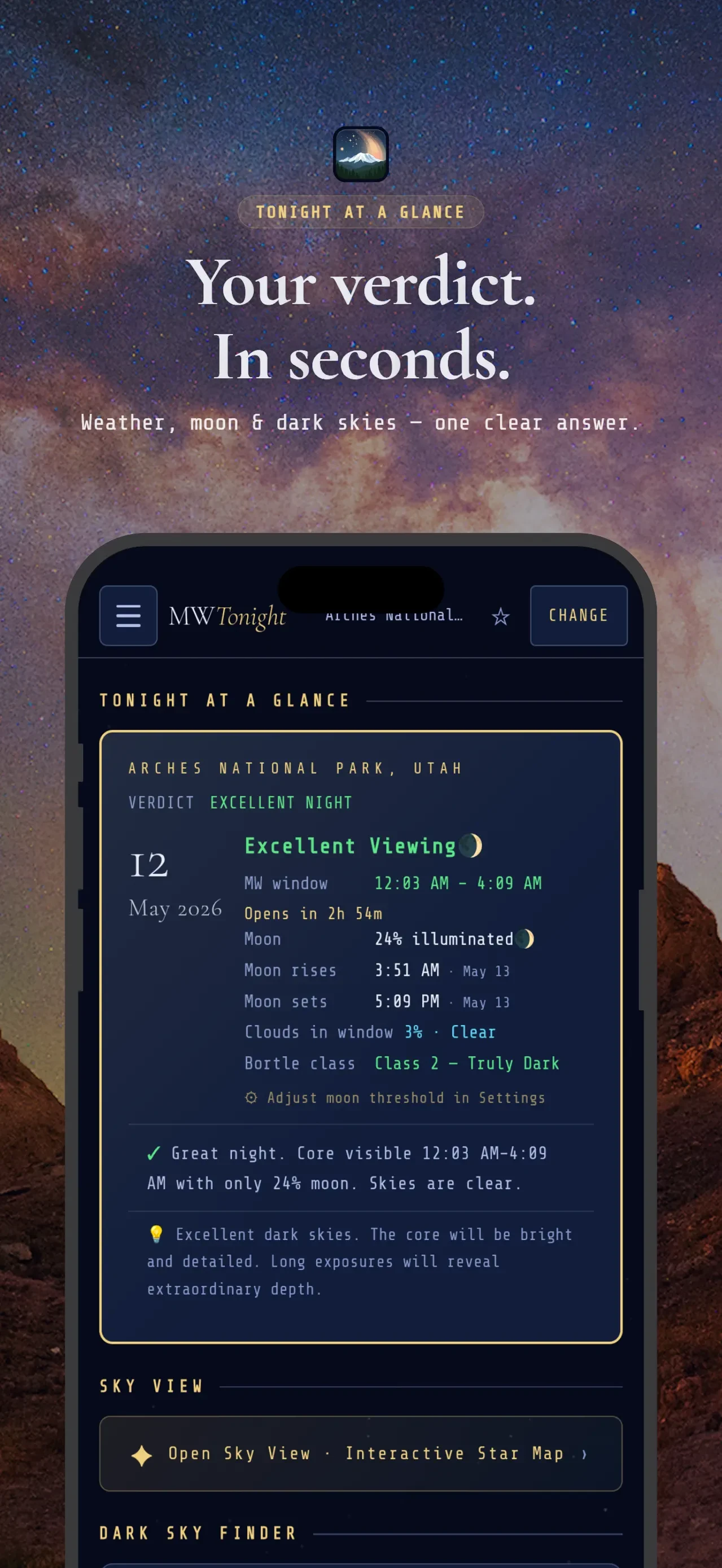 Milky Way Tonight app store screenshot 2 — Unknown (iOS)