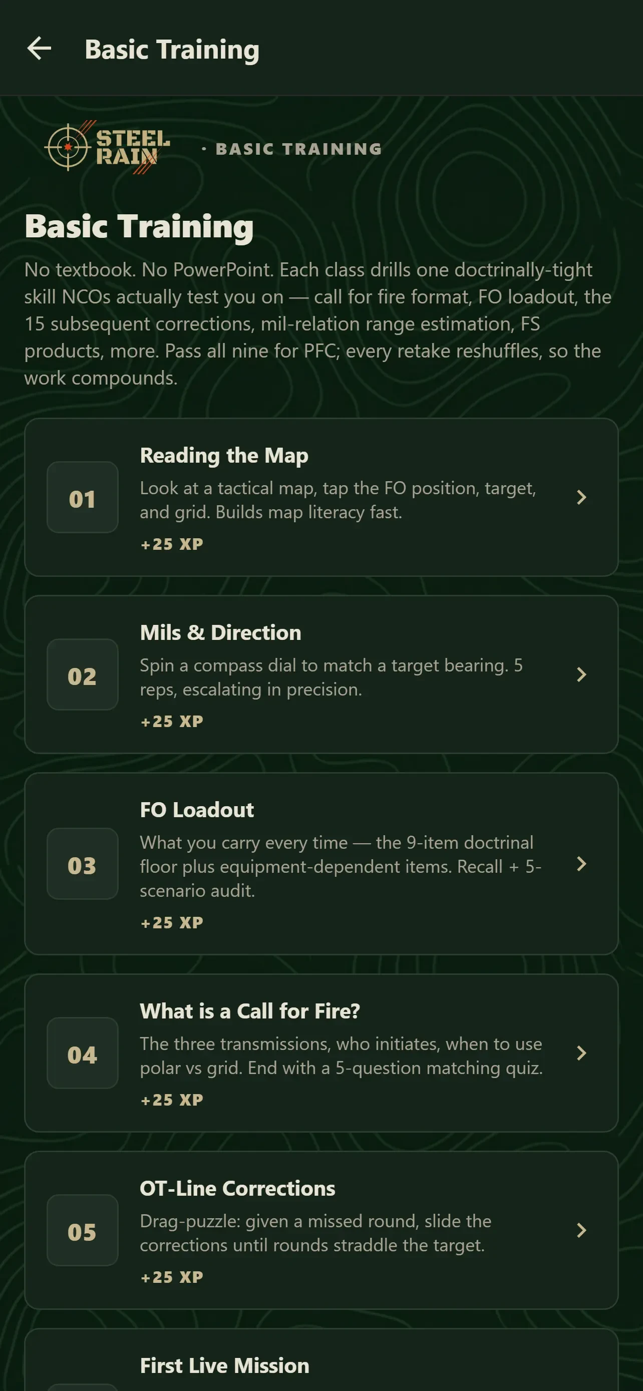 Steel Rain Call for Fire app store screenshot 2 — Education (iOS)