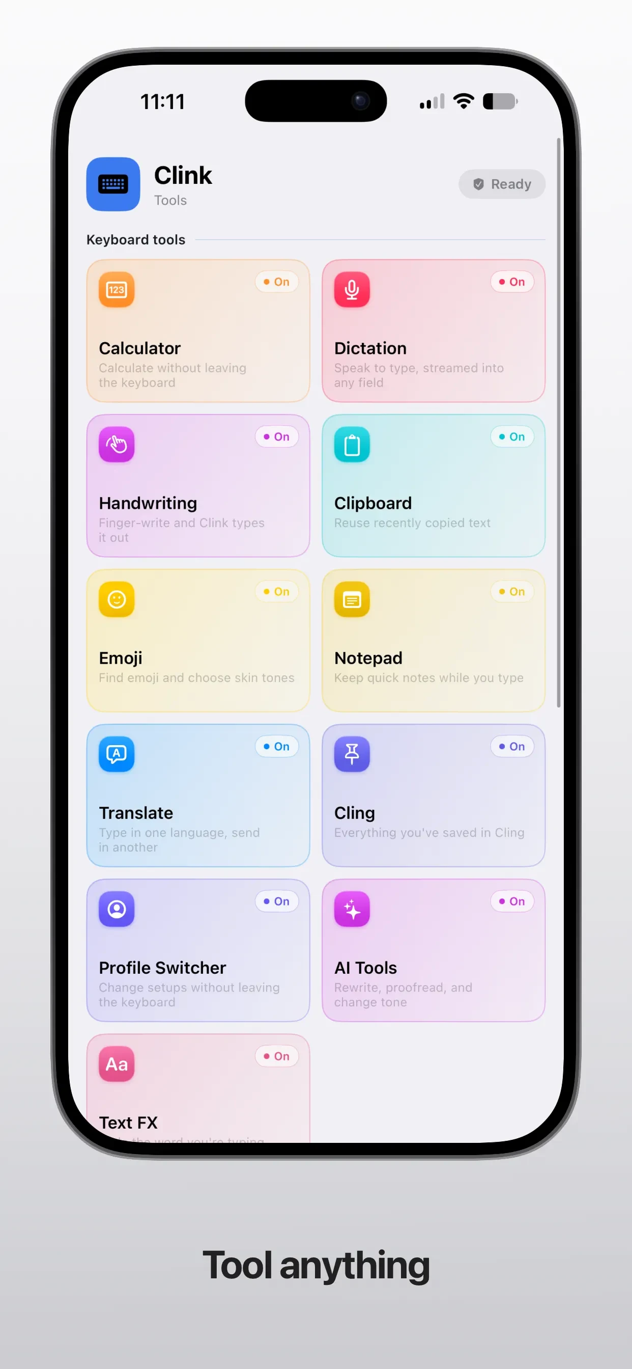 Clink: Custom Keyboards app store screenshot 5 — Utilities (iOS)