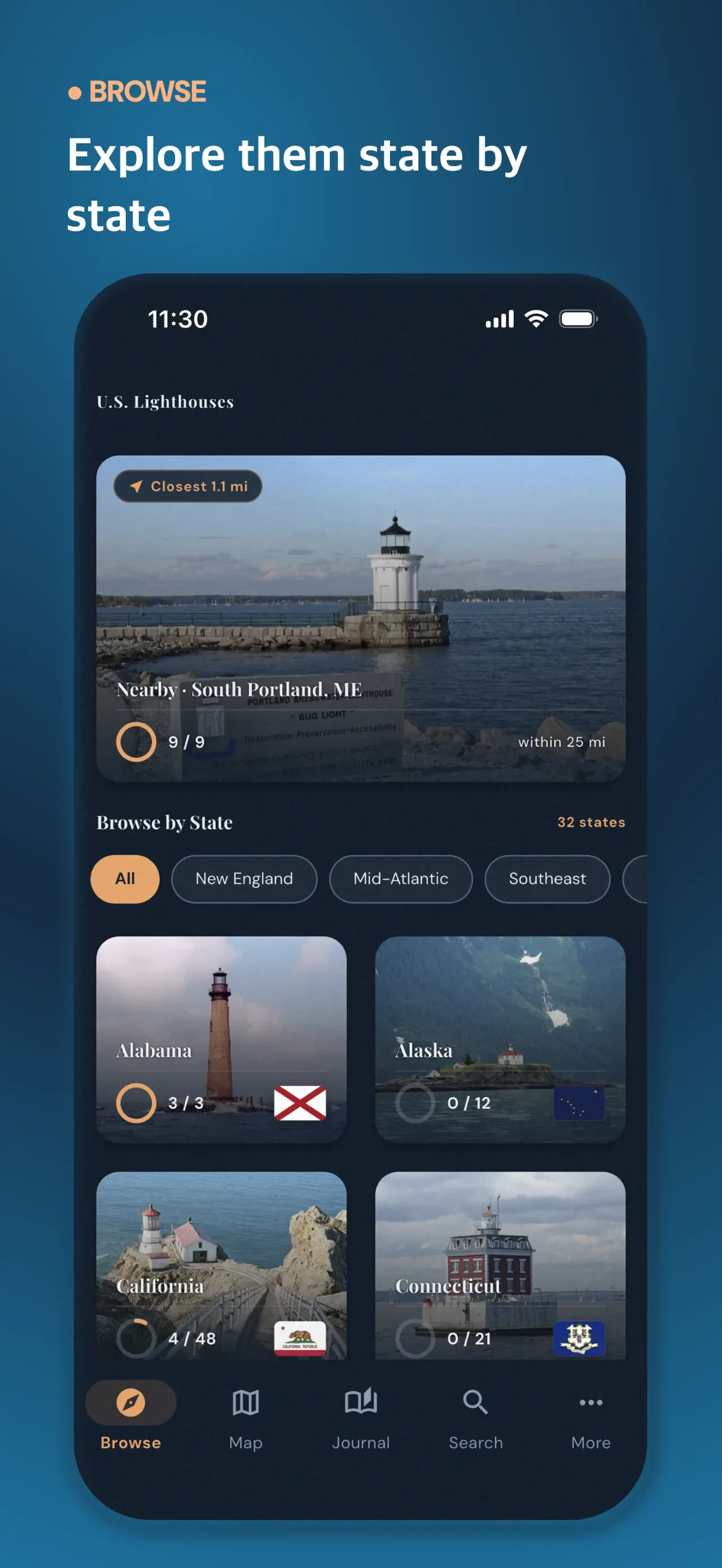 U.S. Lighthouse Guide app store screenshot 2 — Unknown (iOS)