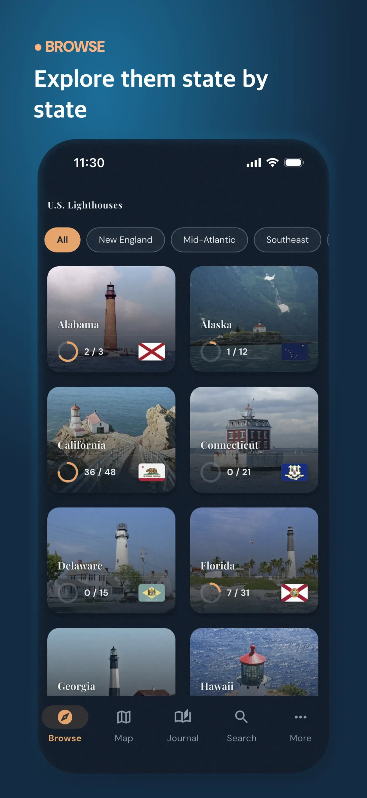U.S. Lighthouse Guide app store screenshot 2 — Unknown (iOS)
