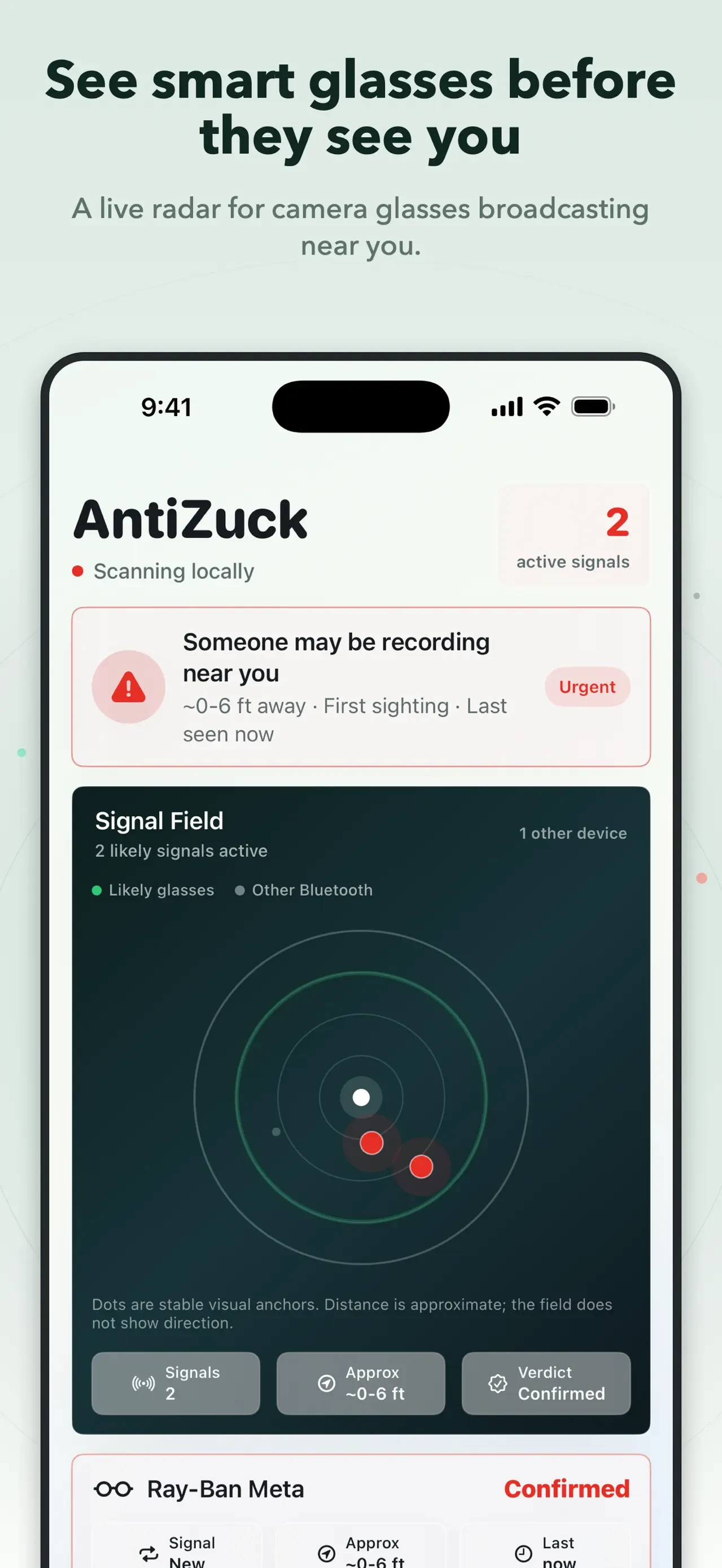 Antizuck Smart Glasses Scanner app store screenshot 1 — Unknown (iOS)