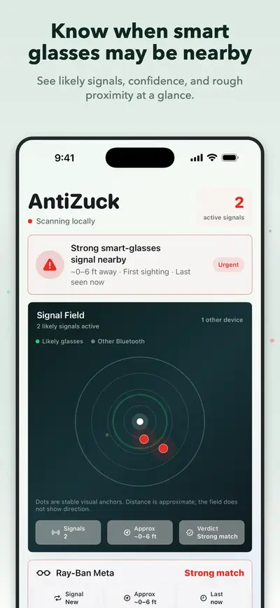 Antizuck Smart Glasses Scanner app store screenshot 1 — Unknown (iOS)