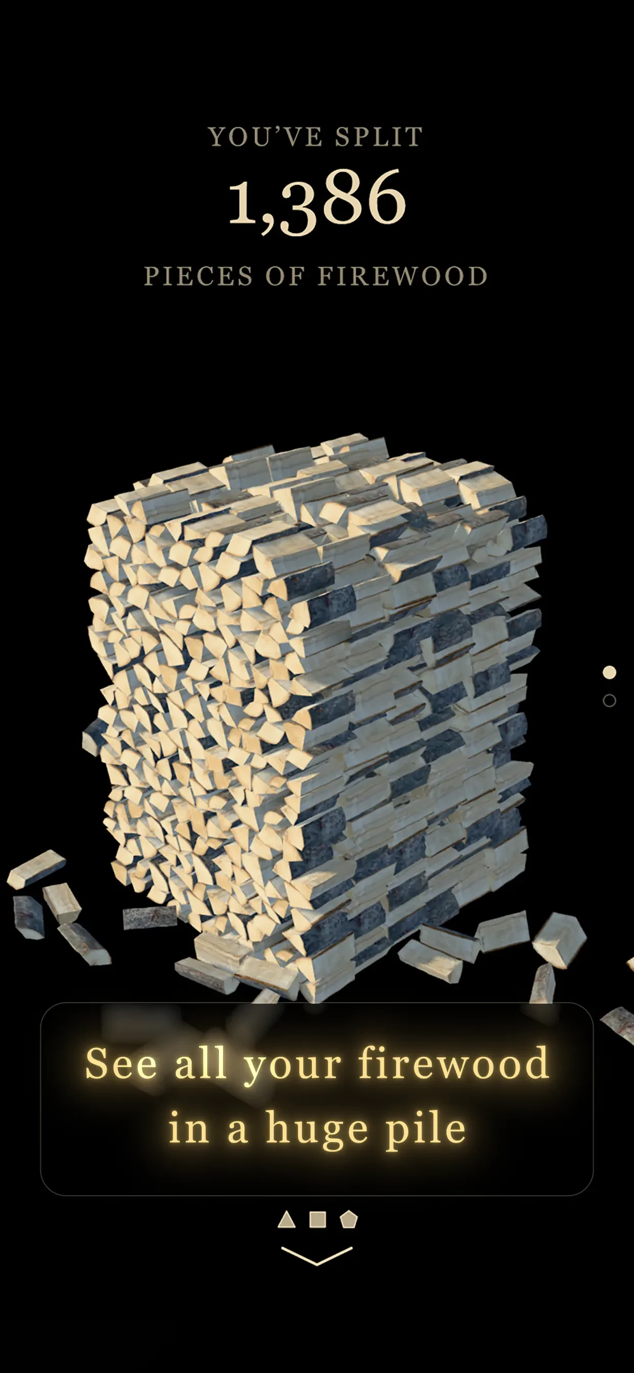 Firewood Splitting Simulator app store screenshot 2 — Games (iOS)