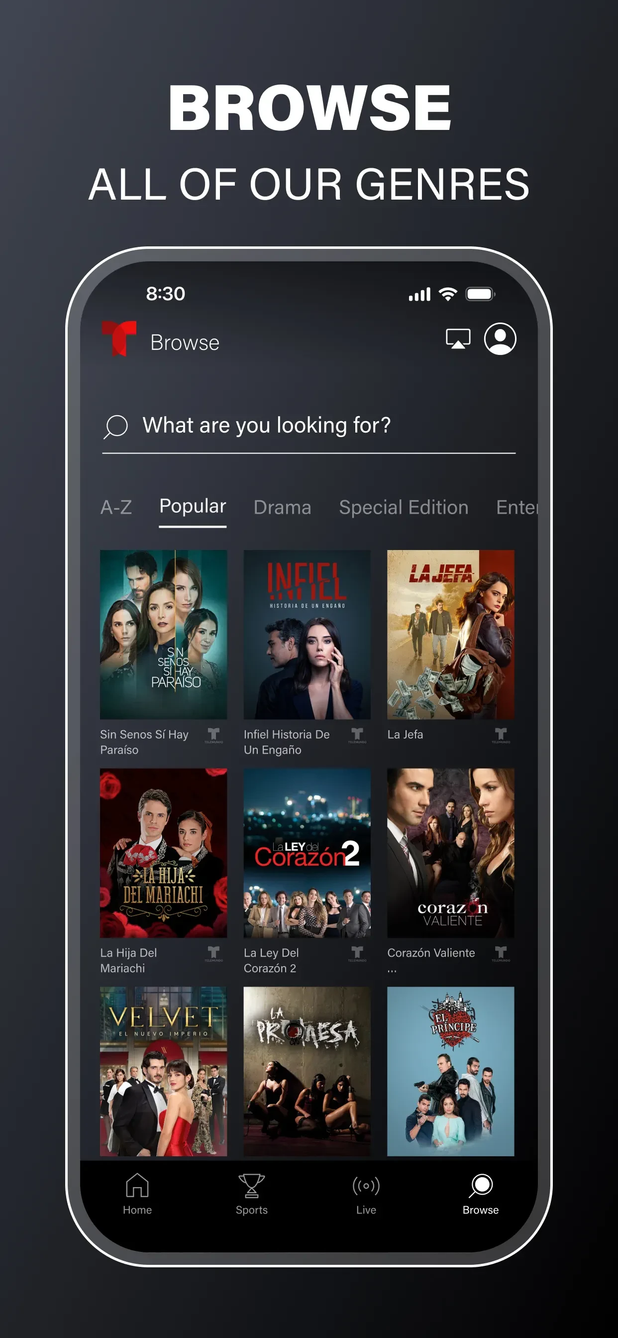 Telemundo: Series y TV en vivo app store screenshot 6 — Unknown (iOS)