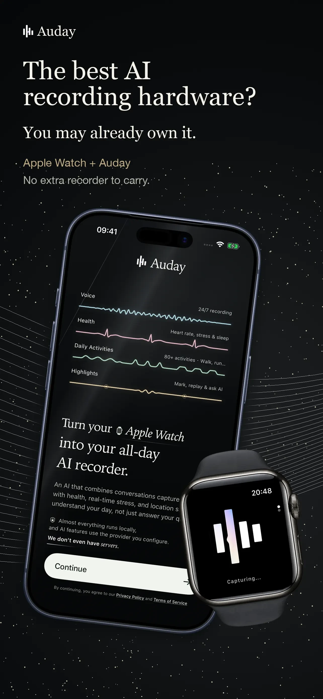 Auday - All-Day Watch Recorder app store screenshot 1 — Unknown (iOS)