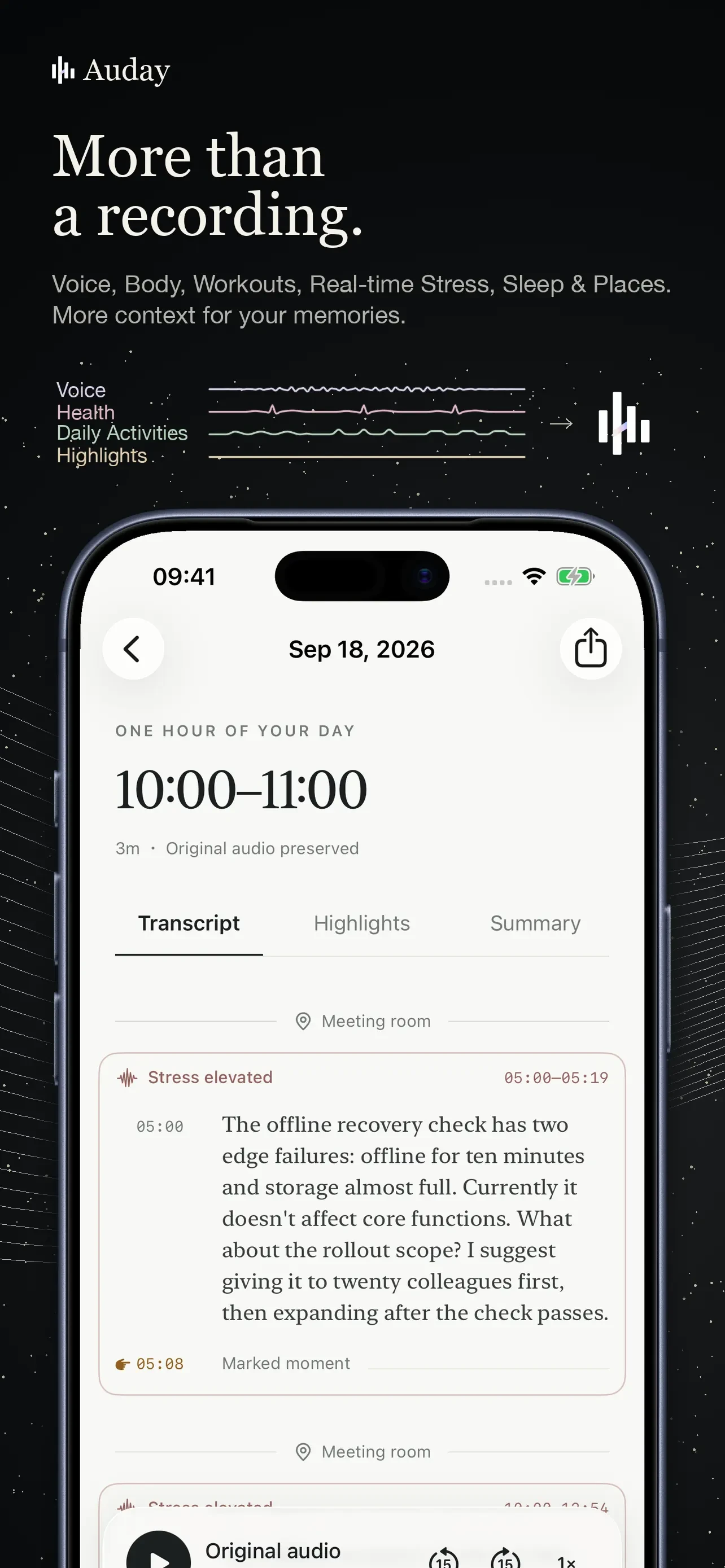 Auday - All-Day Watch Recorder app store screenshot 3 — Unknown (iOS)