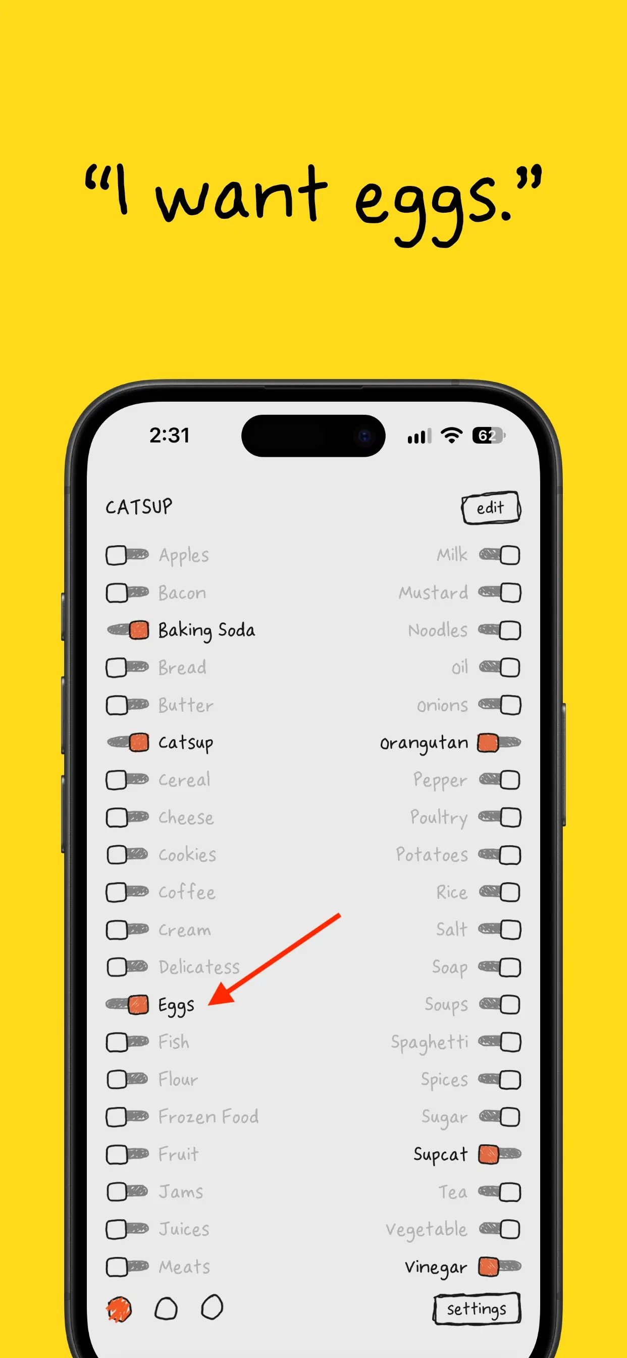 Catsup: Grocery List app store screenshot 1 — Unknown (iOS)