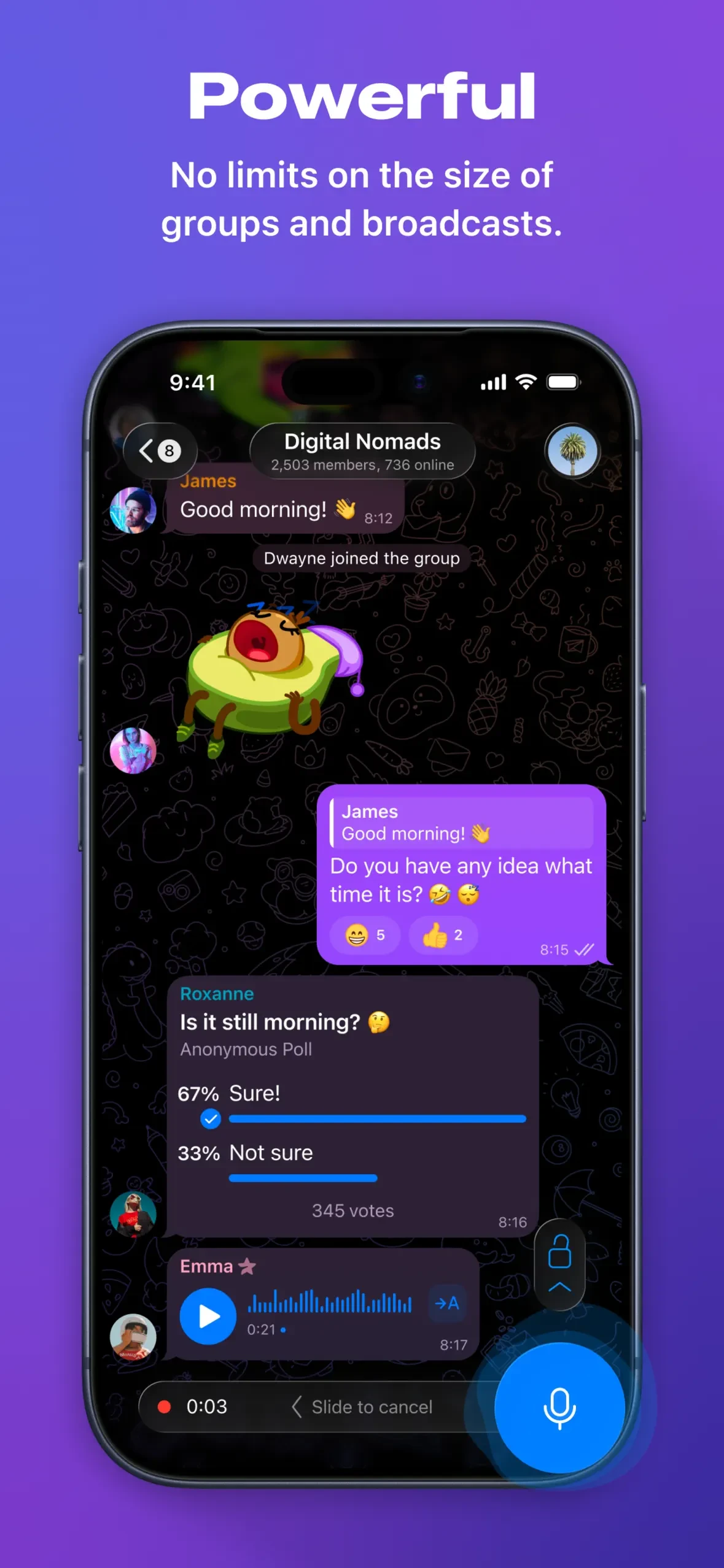 Telegram Messenger app store screenshot 2 — Social Networking (iOS)
