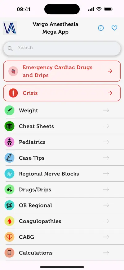 Vargo Anesthesia Mega App app store screenshot 1 — Medical (iOS)