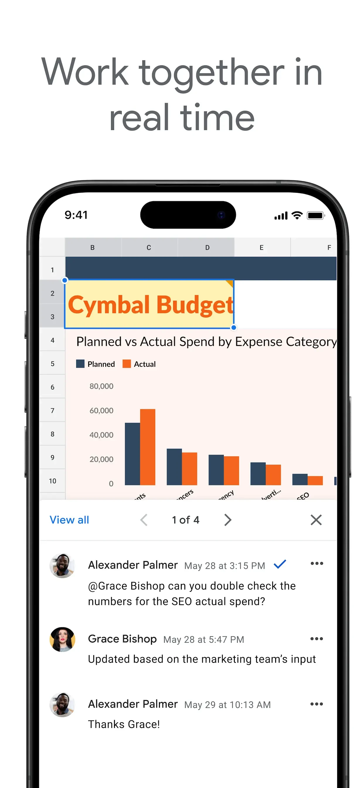 Google Sheets app store screenshot 1 — Productivity (iOS)