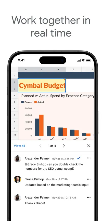 Google Sheets app store screenshot 1 — Productivity (iOS)