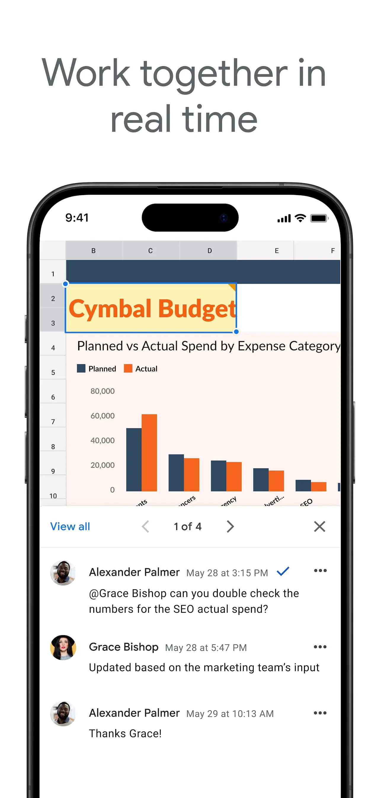 Google Sheets app store screenshot 1 — Productivity (iOS)