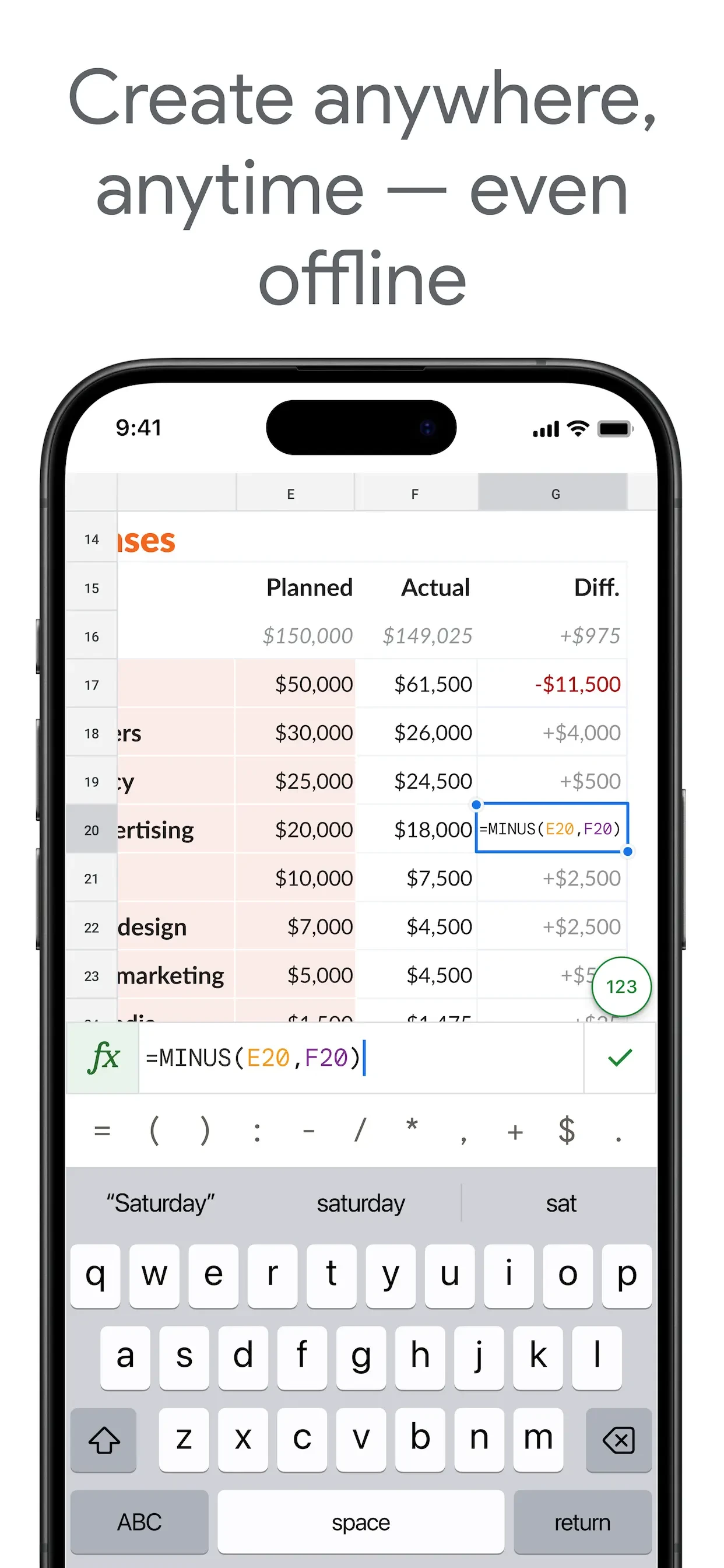 Google Sheets app store screenshot 2 — Productivity (iOS)