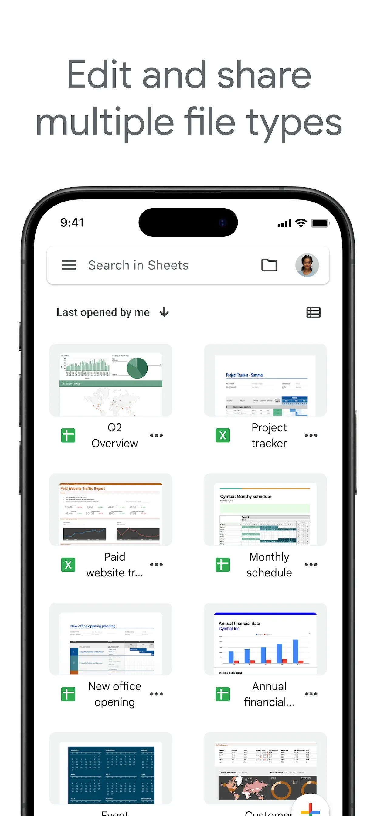 Google Sheets app store screenshot 3 — Productivity (iOS)