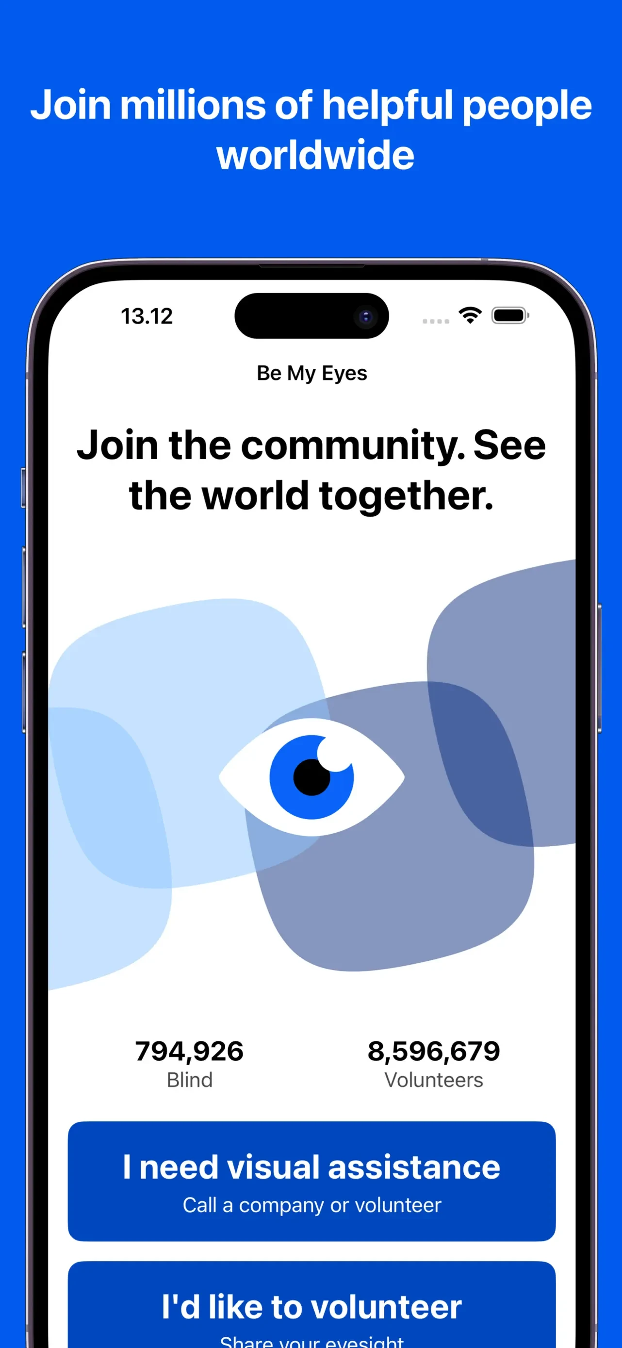 Be My Eyes app store screenshot 2 — Unknown (iOS)