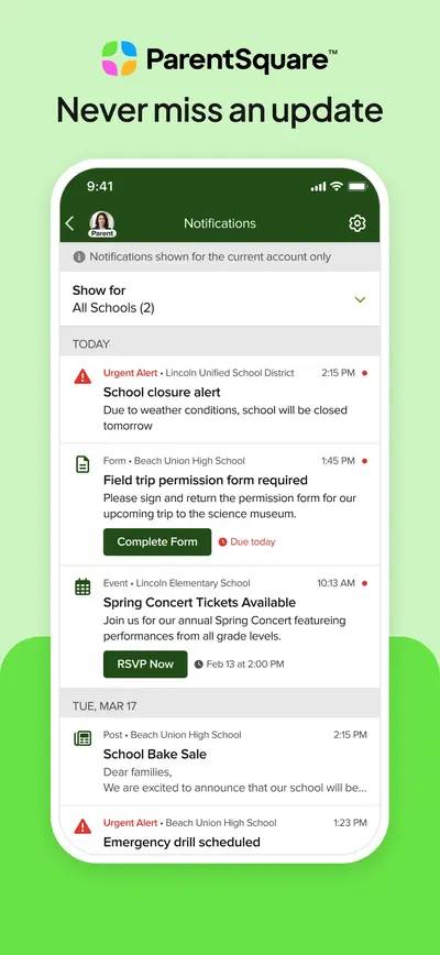 ParentSquare app store screenshot 1 — Unknown (iOS)