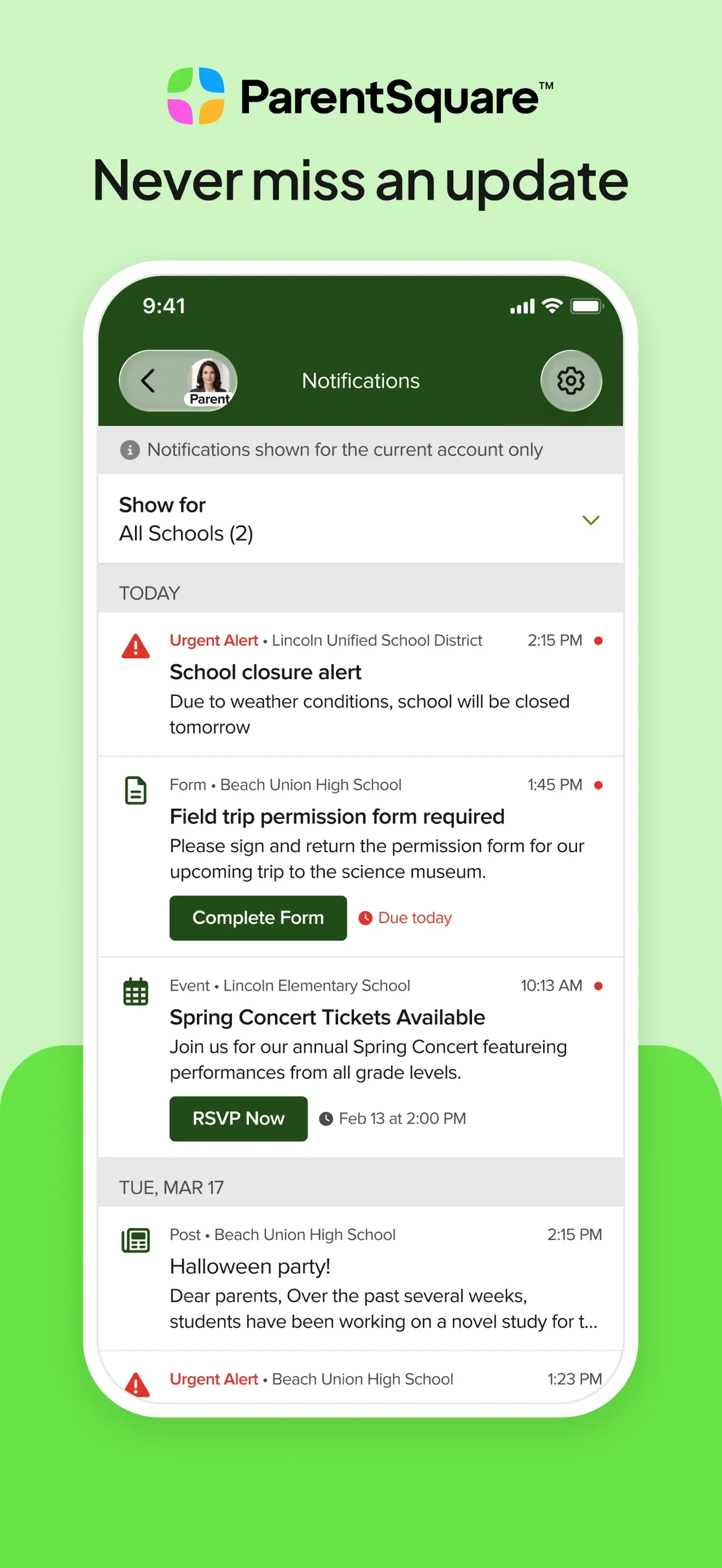 ParentSquare app store screenshot 1 — Unknown (iOS)