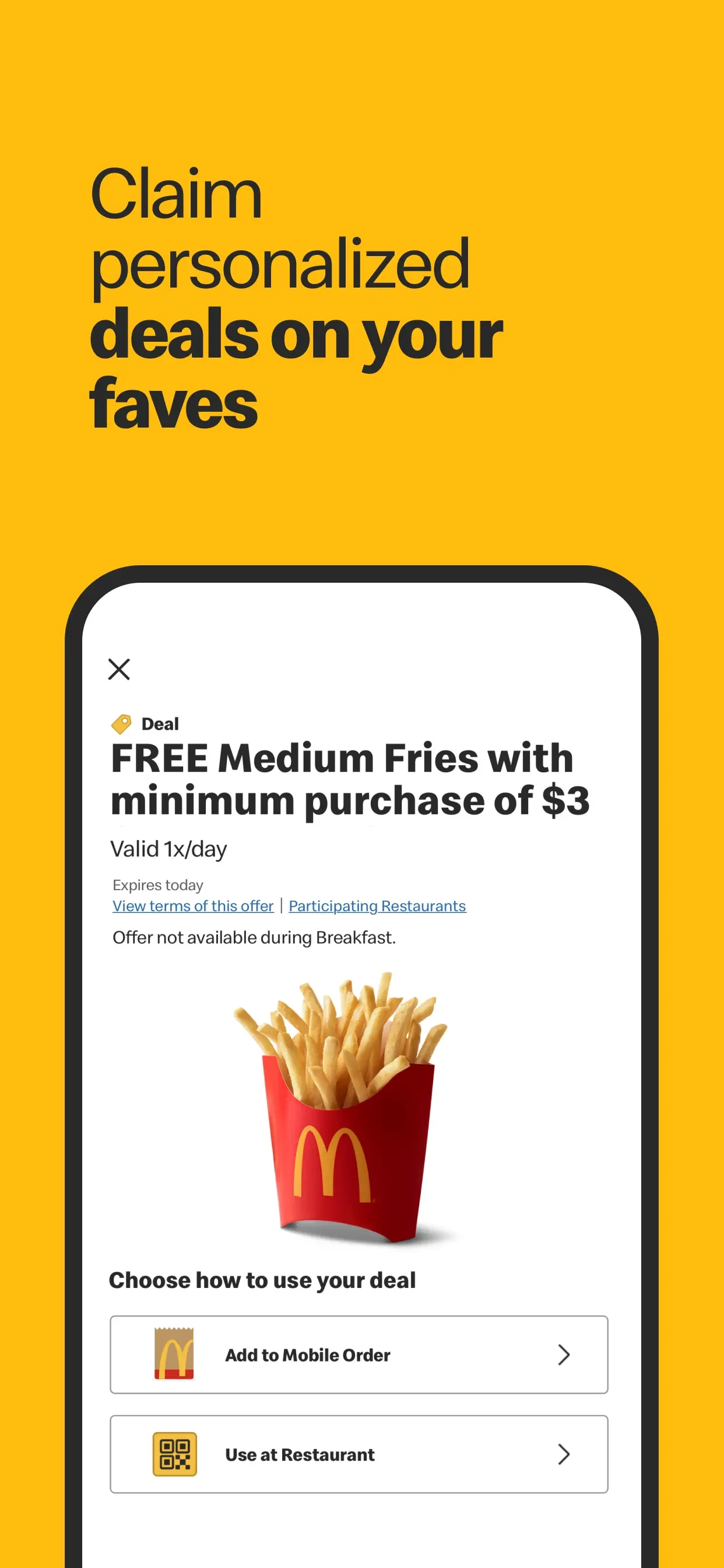 McDonald's app store screenshot 5 — Food & Drink (iOS)