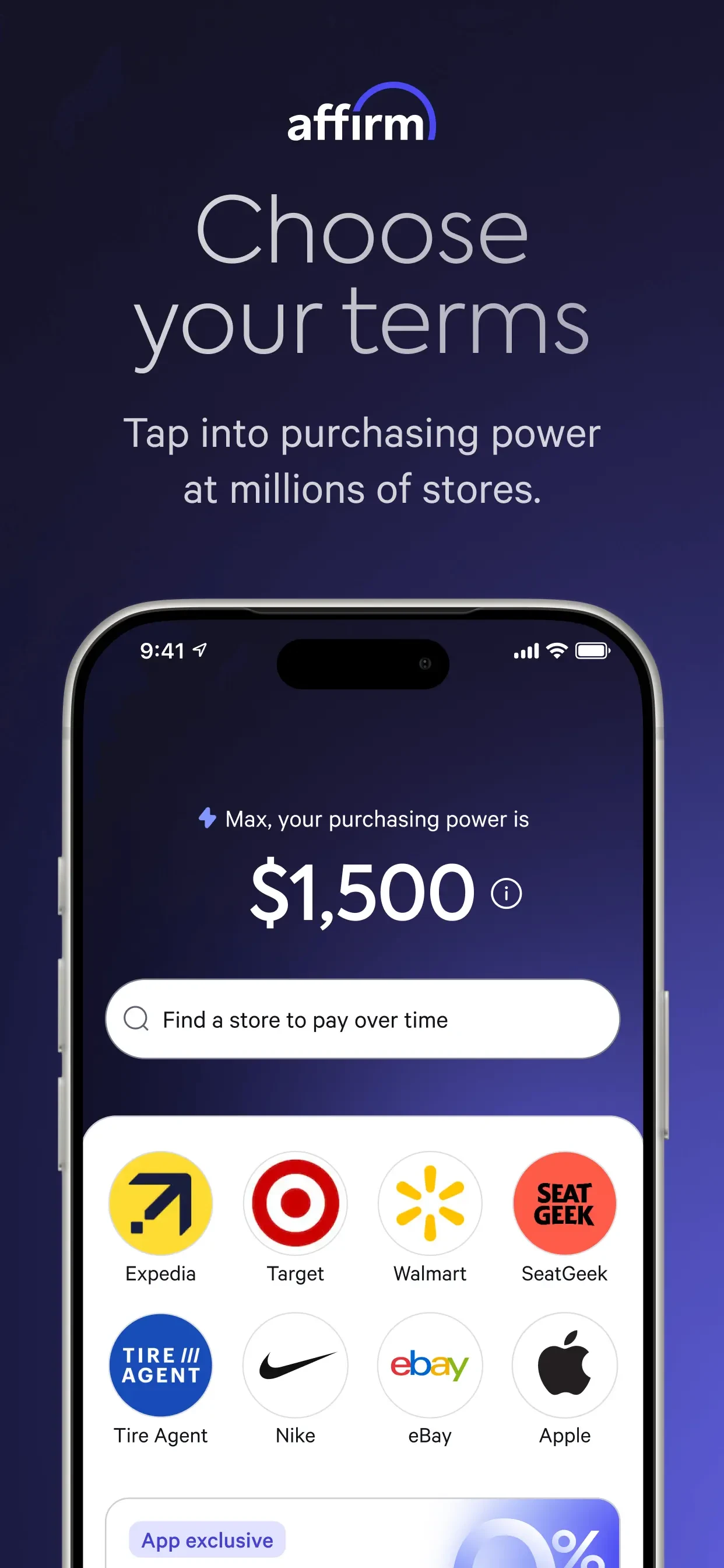 Affirm: Buy now, pay over time app store screenshot 1 — Shopping (iOS)
